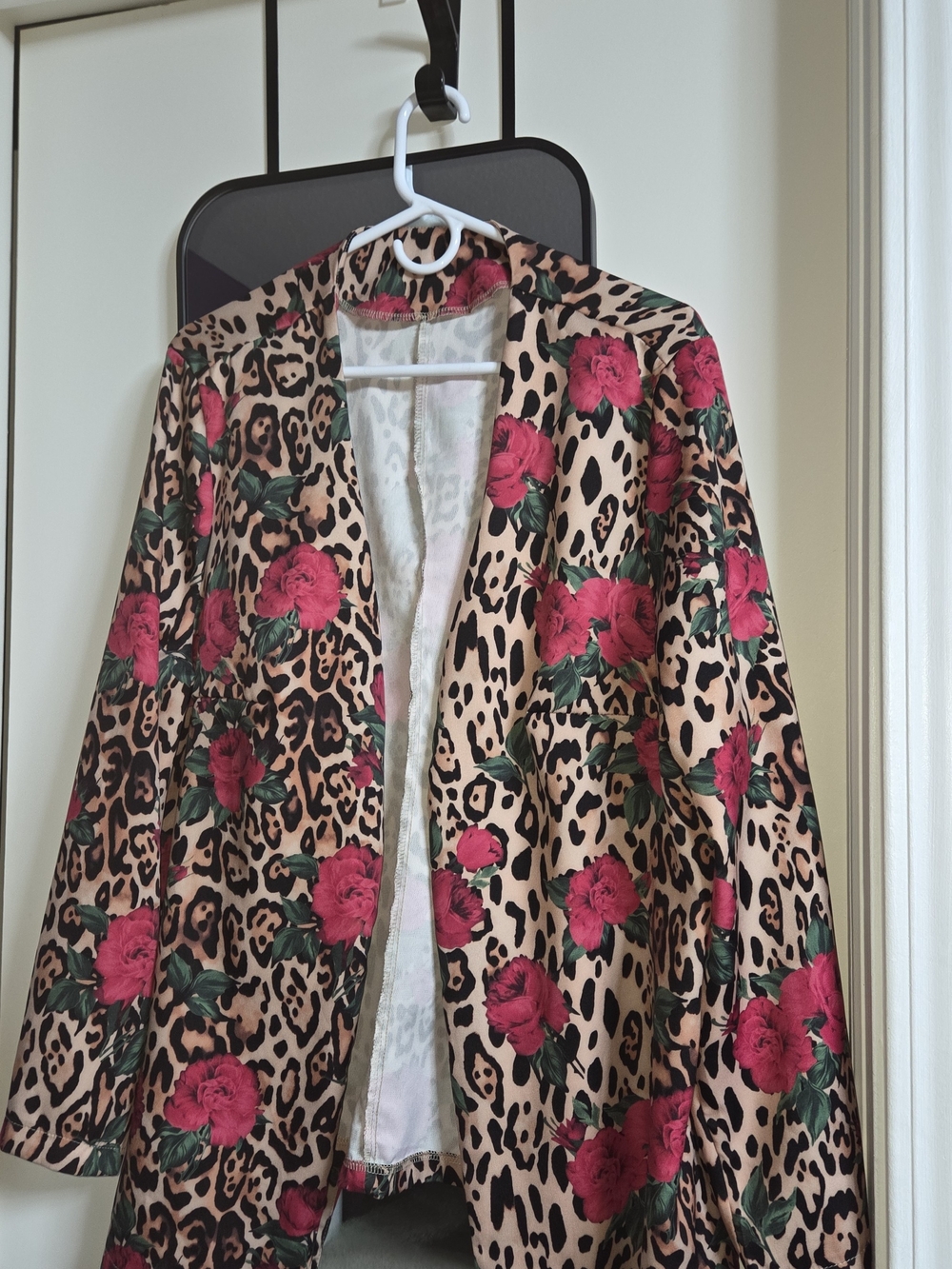 Floral Leopard Print Blazer - Pink Floral